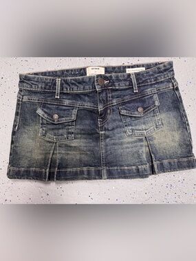 New Cotton On Faded Blue Denim Mini Skirt with Front Pockets